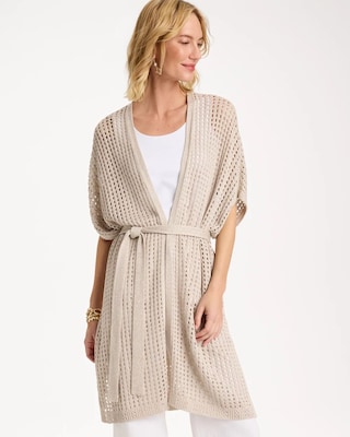 Crochet Knit Belted Ruana