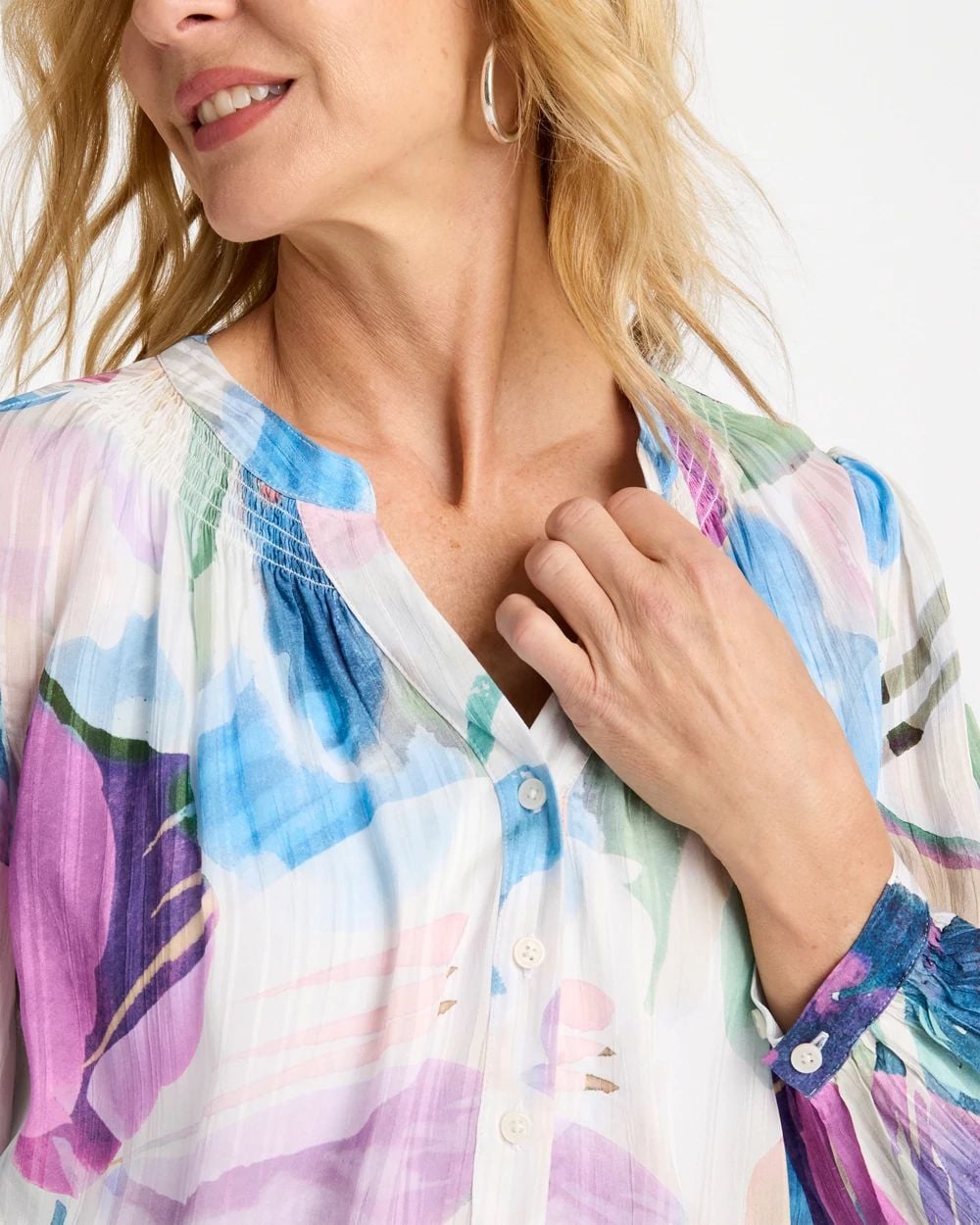 Blur Geo Button Front Blouse click to view larger image.