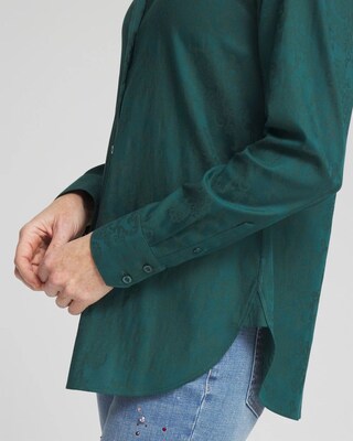 No Iron™ Green Jacquard Shirt click to view larger image.