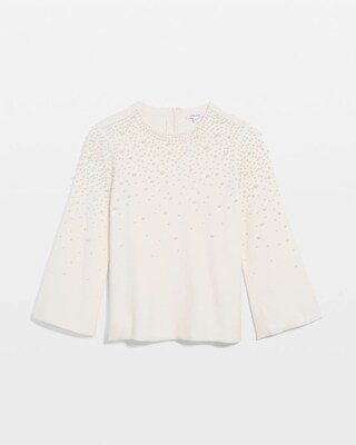 Faux Pearl Cashmere Blend Sweater click to view larger image.