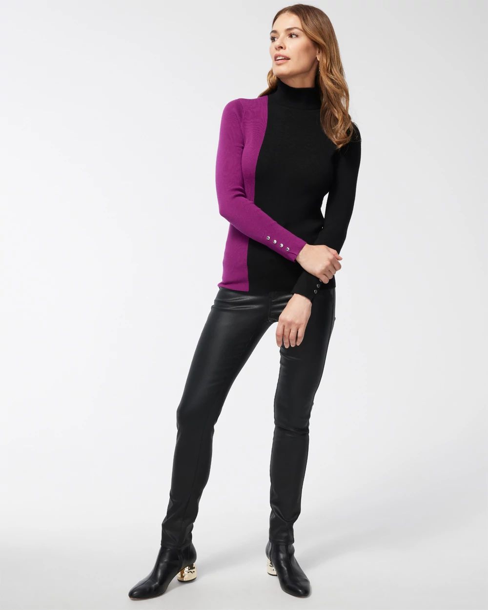 ECOVERO Warm Colorblock Turtleneck Sweater