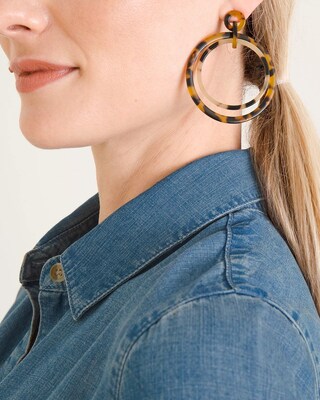 Faux-Tortoiseshell Hoop Earrings