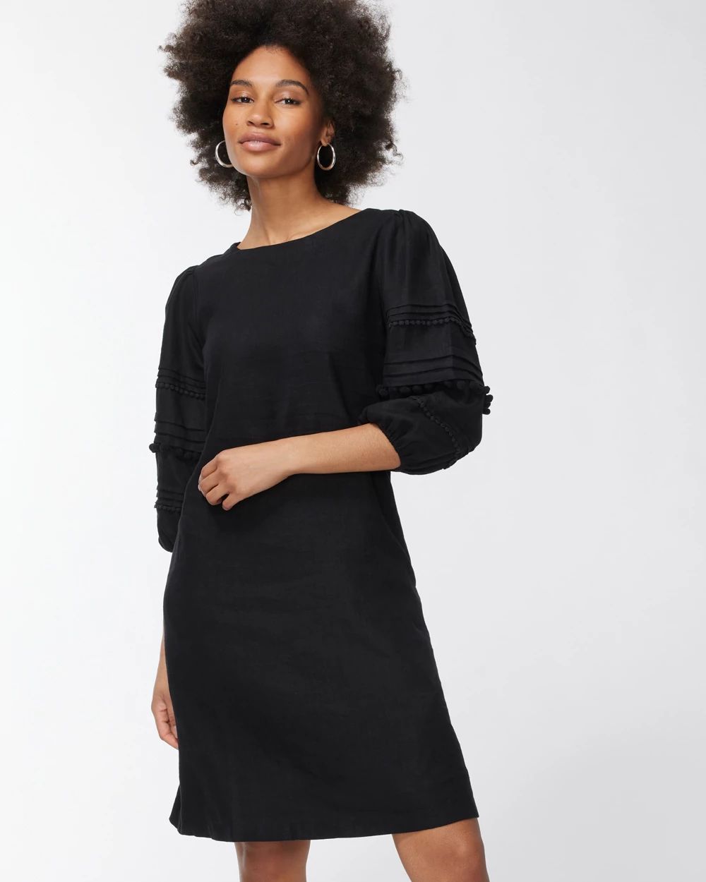 Black Linen Embroidered Dress