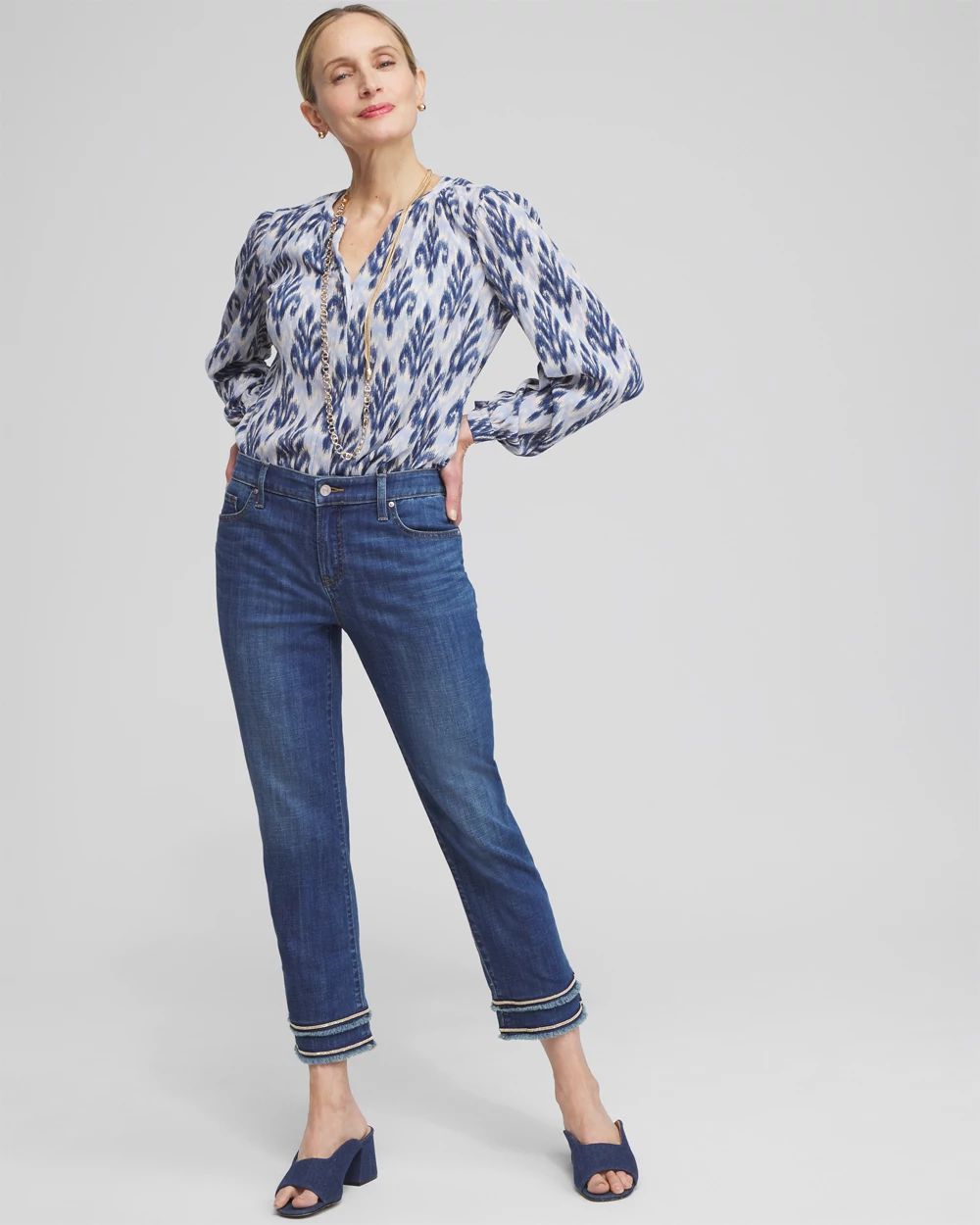 Girlfriend Embellished Hem Cropped Jeans