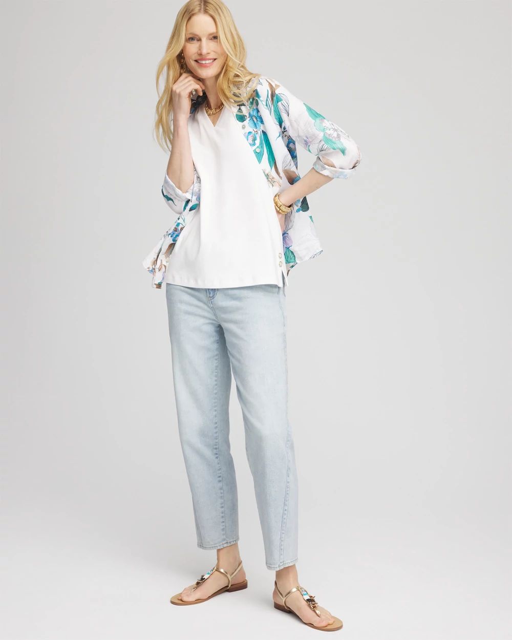 Sleeveless V-Neck Button Tank