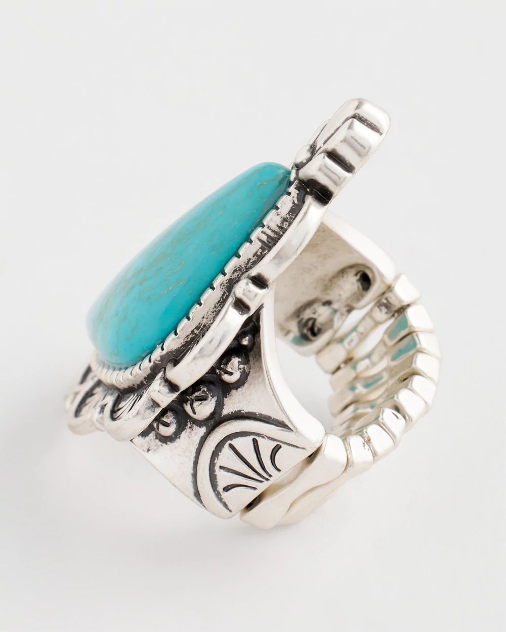 Antique Turquoise Motif Stretch Ring