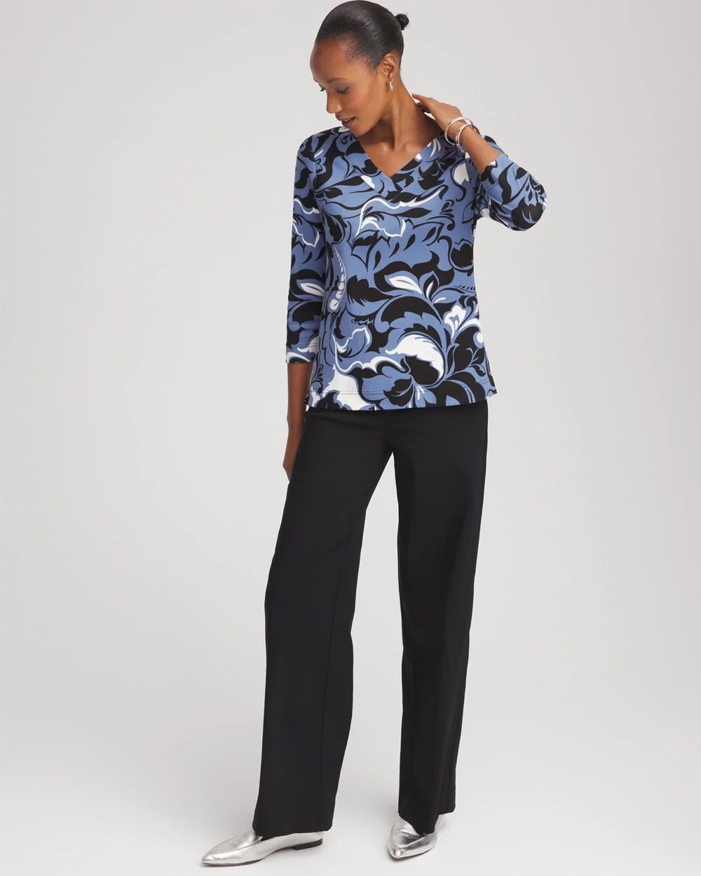 Pima Cotton Floral 3/4 Sleeve Tee