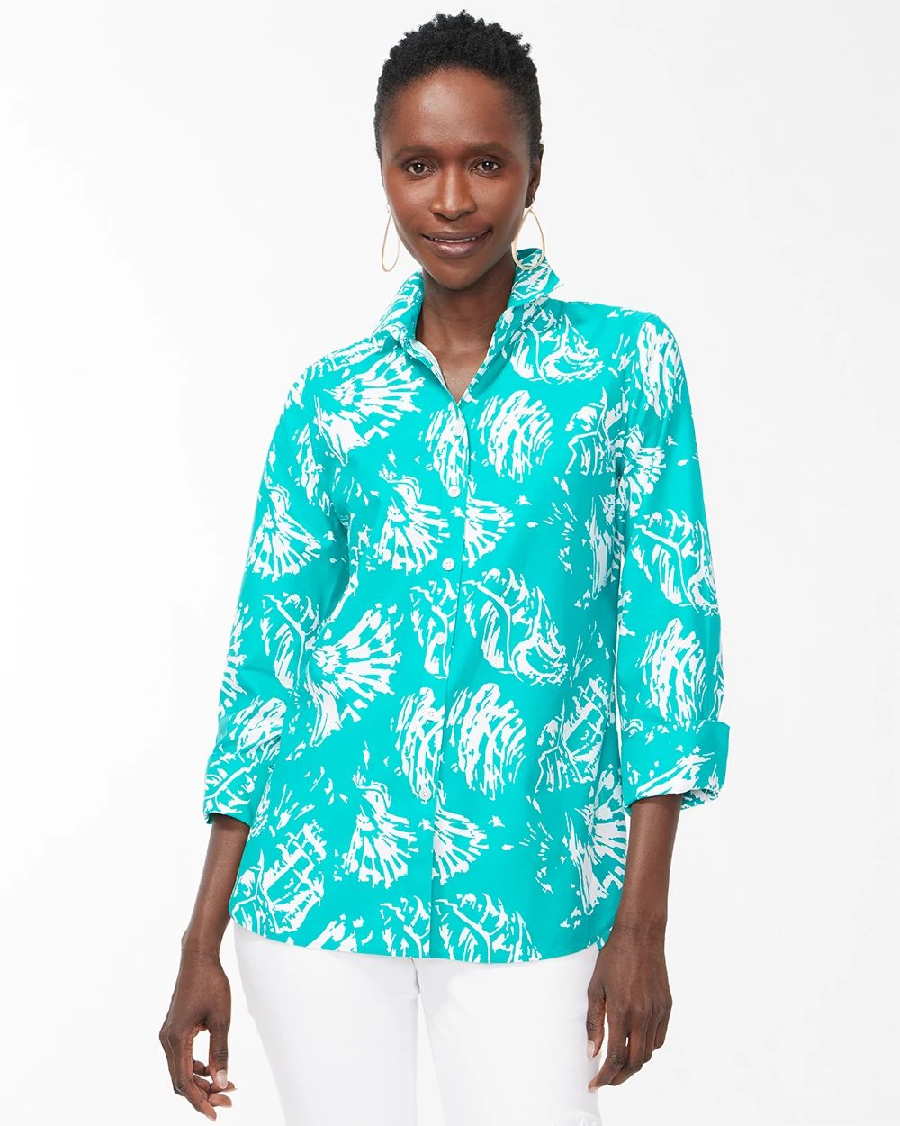 No Iron Stretch 3/4 Sleeve Shells Shirt