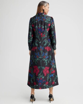 Satin Scroll Print Shirt Dress