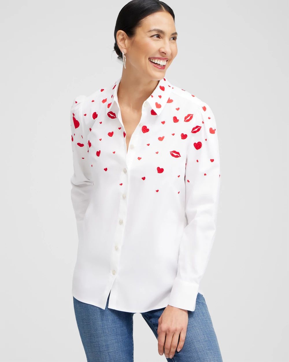 Embroidered Hearts Shirt click to view larger image.