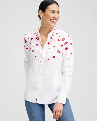 Embroidered Hearts Shirt click to view larger image.