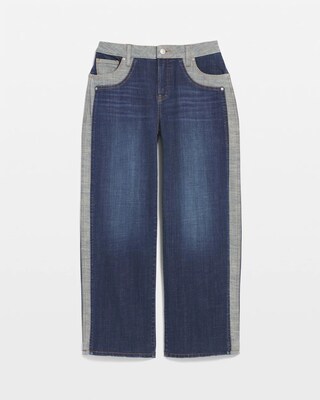 Girlfriend Cropped Colorblock Wide-Leg Jeans click to view larger image.