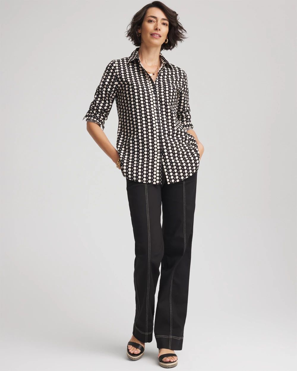 Pull-On Wide-Leg Jeans