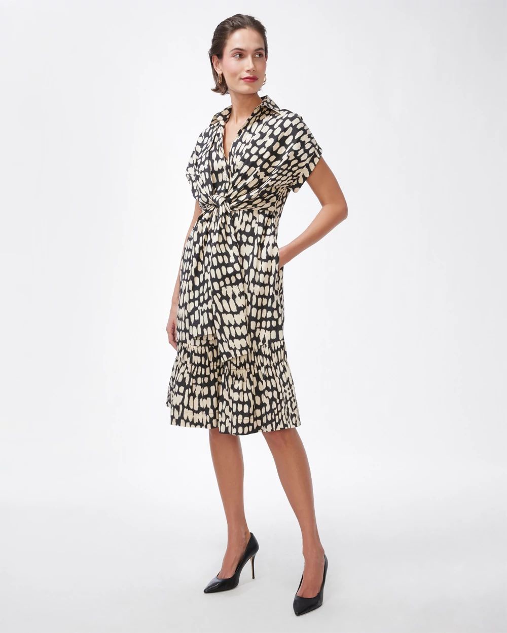 Black Label Poplin Two Tone Bow Dress