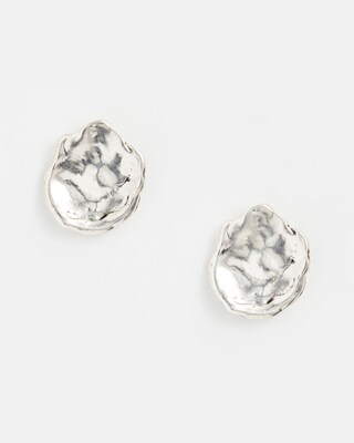 No Droop®  Silver Tone Crinkle Stud Earrings