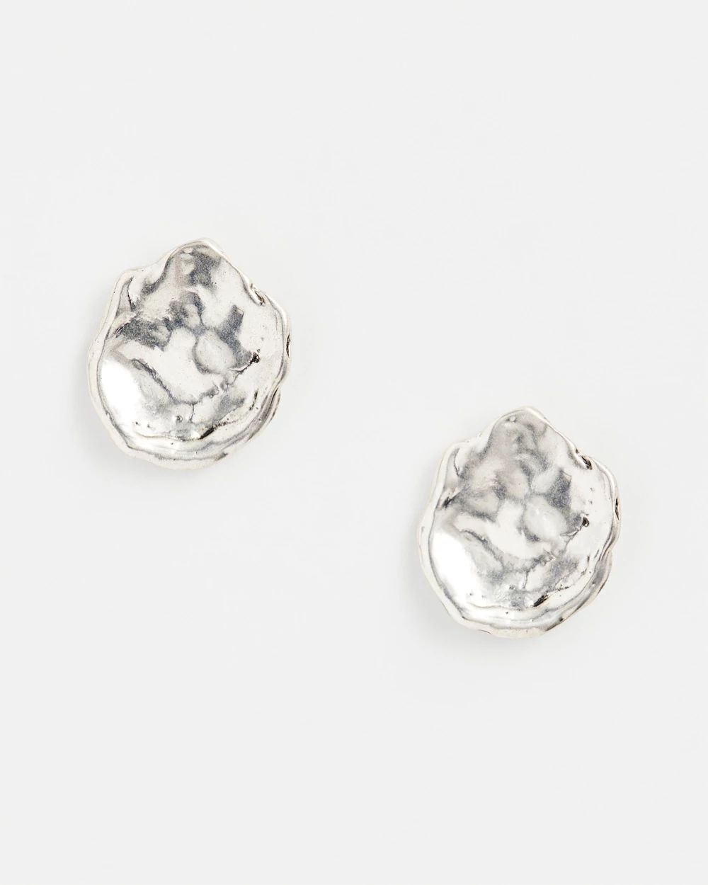 No Droop®  Silver Tone Crinkle Stud Earrings