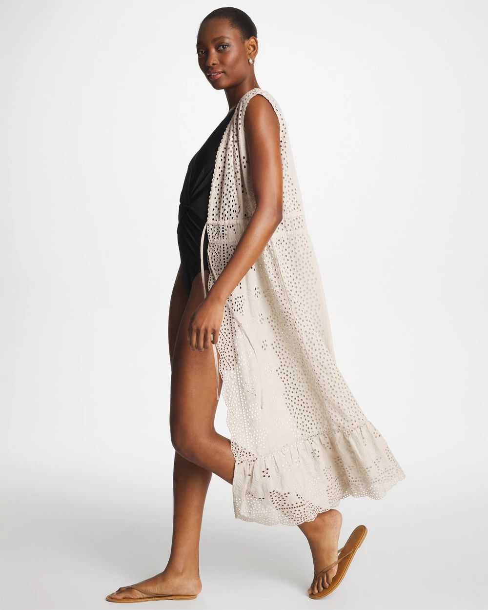 Woven Eyelet Swim Cover-Up Dress click to view larger image.