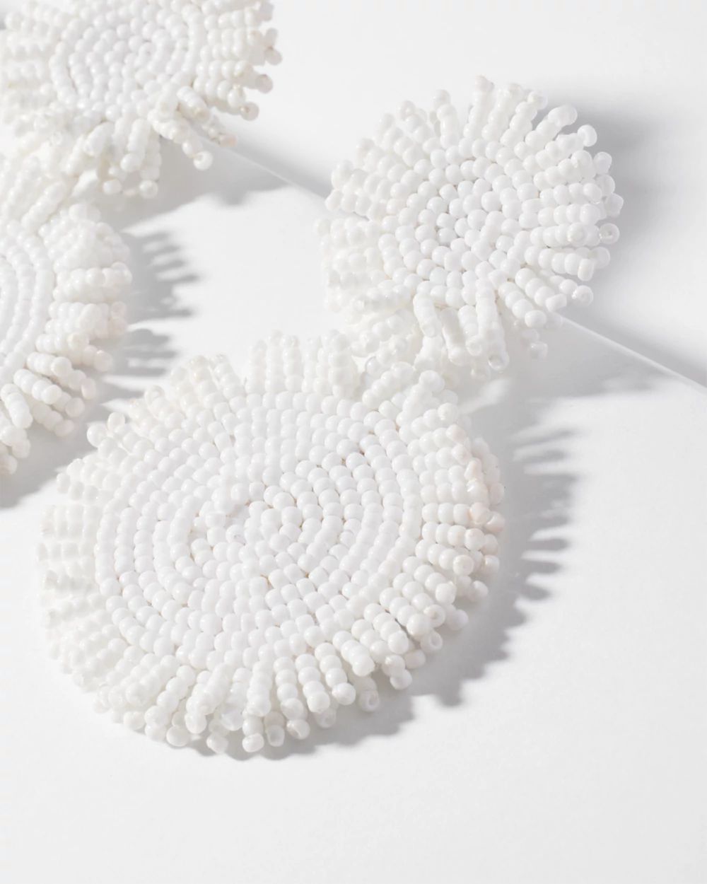White Round Seed Bead Earrings