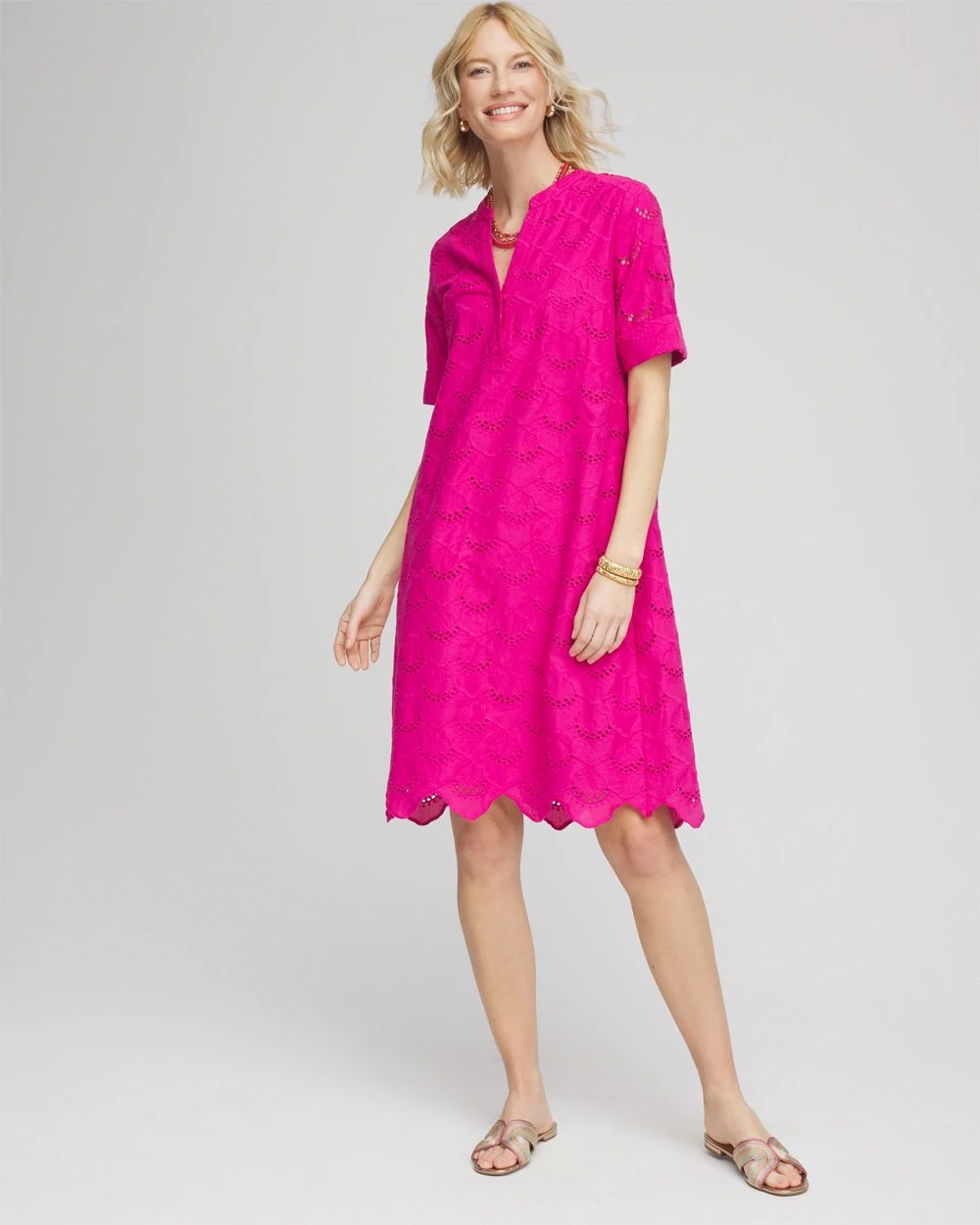 Eyelet Popover Dress