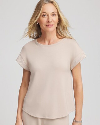 Zenergy® Scuba Embellished Short-Sleeve Top