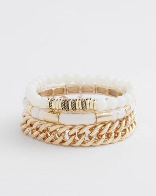 White Colorblock Stretch Bracelet