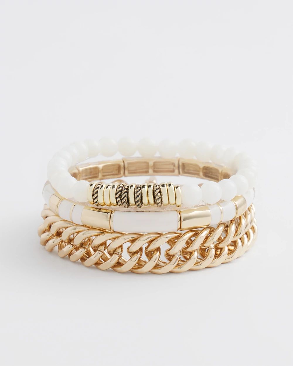White Colorblock Stretch Bracelet