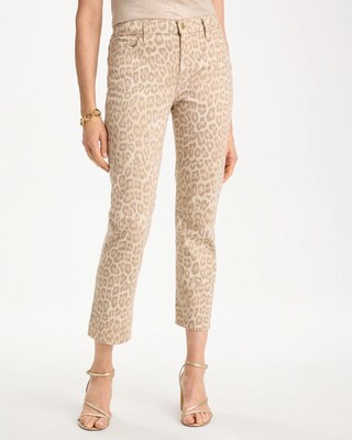 Animal Print Girlfriend Slim Cropped Jeans