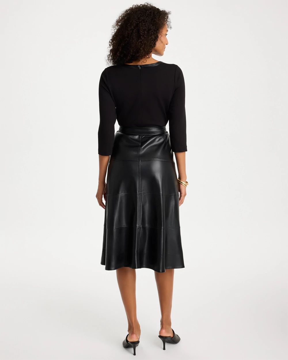 Faux Leather Ponte Knit Dress click to view larger image.