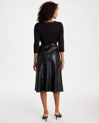 Faux Leather Ponte Knit Dress click to view larger image.