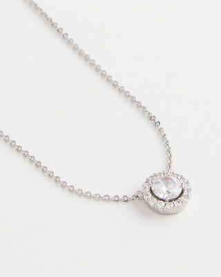 Silver Tone Drop Stone Necklace click to view larger image.