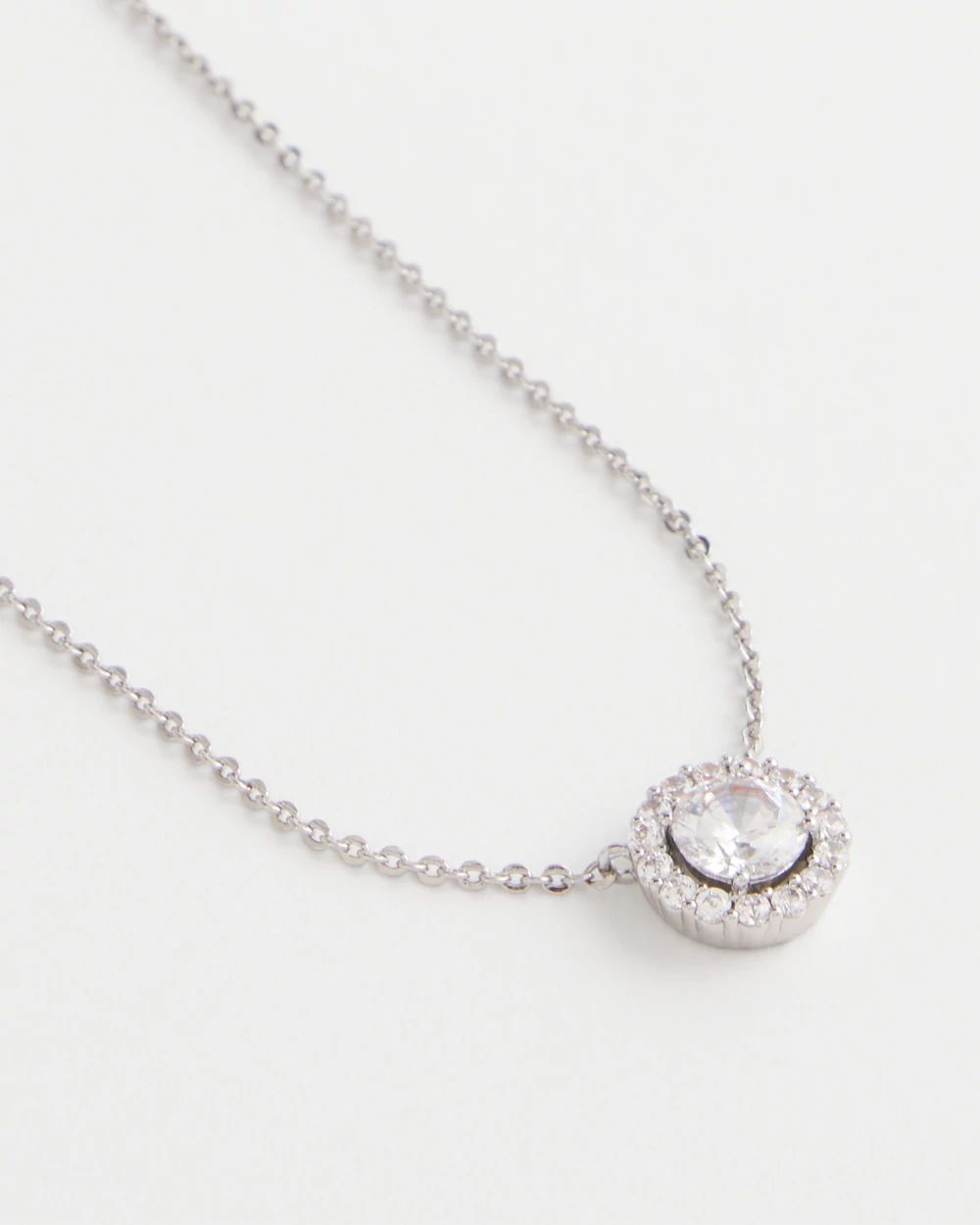 Silver Tone Drop Stone Necklace