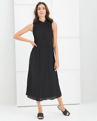 Black Label Crinkle High-Neck Dress