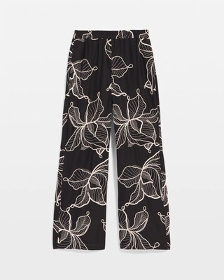Embroidered Wide-Leg Cropped Pants click to view larger image.