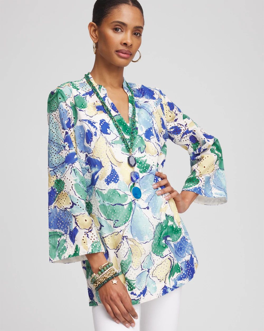 Poplin Deep V-Neck Tunic
