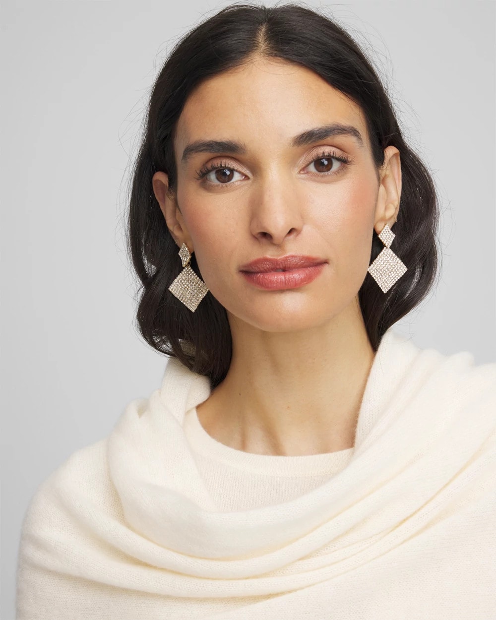 Curved Crystal Earrings