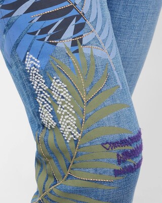 Petite Girlfriend Embroidered Palms Crops