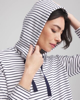 Zenergy® French Terry Cotton Striped Hoodie click to view larger image.