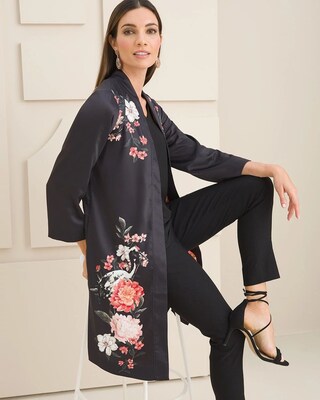 Embellished Floral-Print Duster