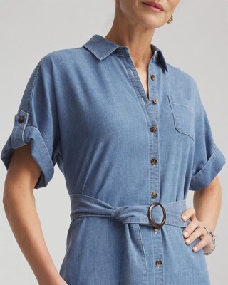 Denim Belted Midi Shirtdress click to view larger image.