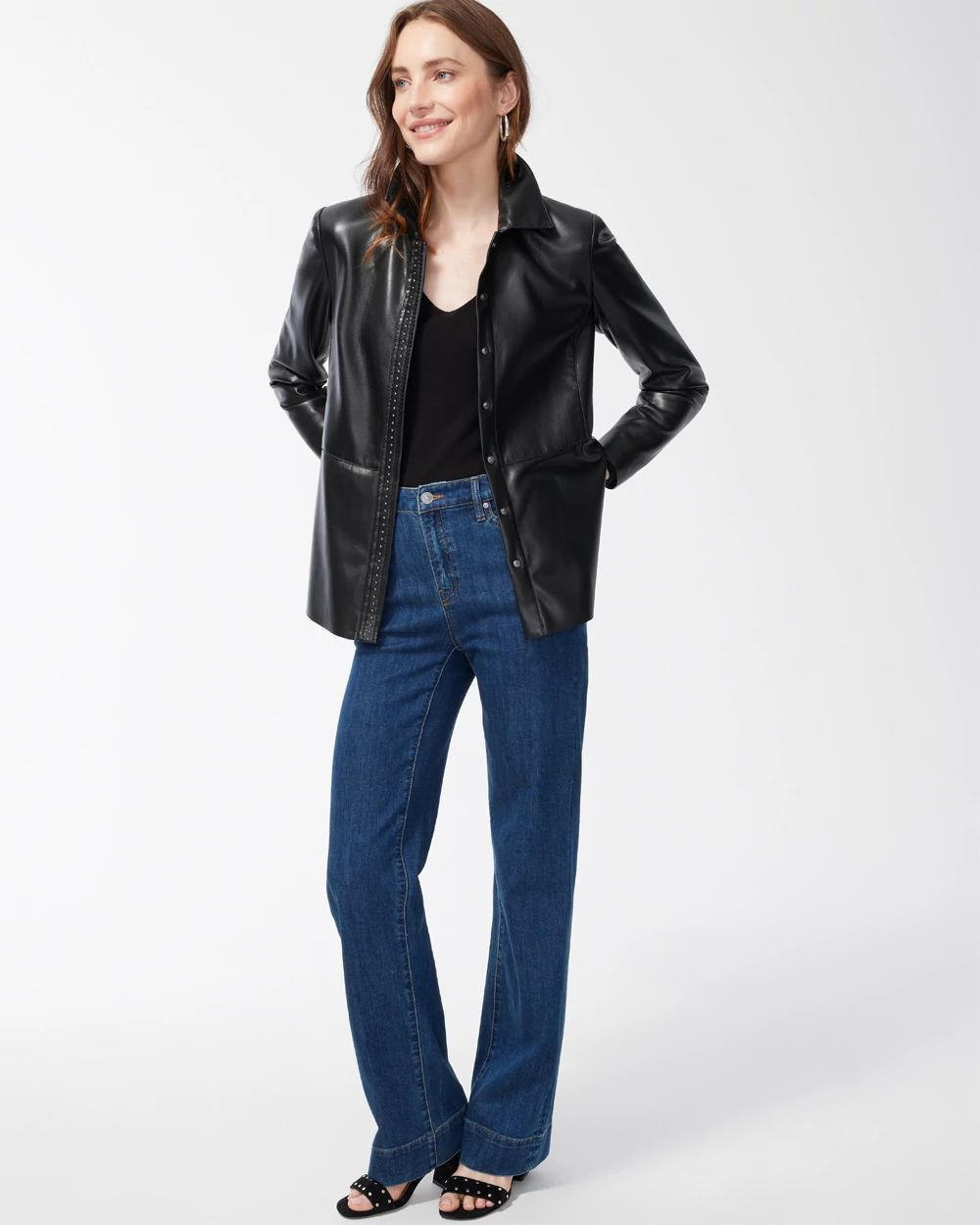 Riveted Faux Leather Peplum Jacket