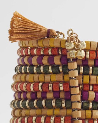 Multicolor Beaded Coil Cuff Bracelet