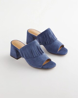 Blue Lotus Suede Fringe Block Heels click to view larger image.