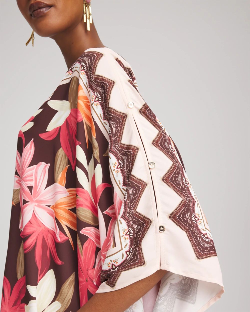Georgette Wildflower Boatneck Poncho