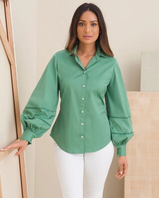 Poplin Billow-Sleeve Top