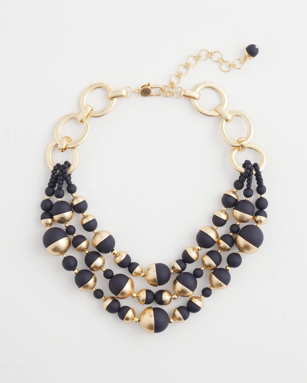 Gold & Navy Bead Necklace