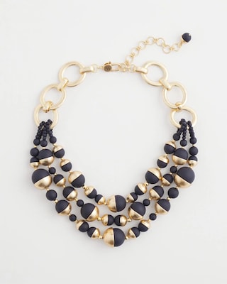 Gold & Navy Bead Necklace