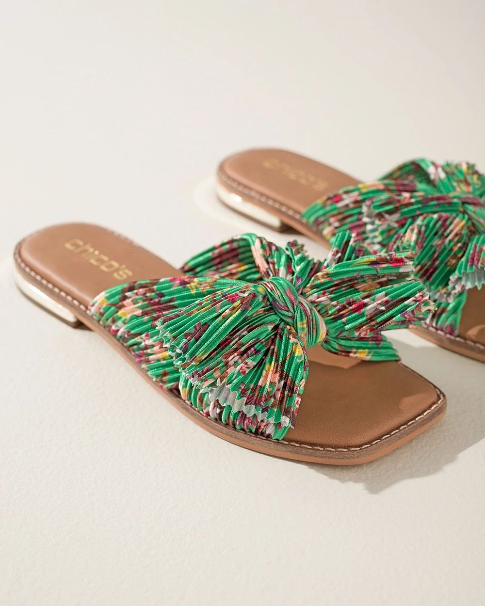 Knotted Bow Slide Sandals