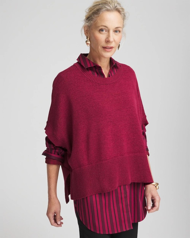 Short Sleeve Knit Poncho - image 1
