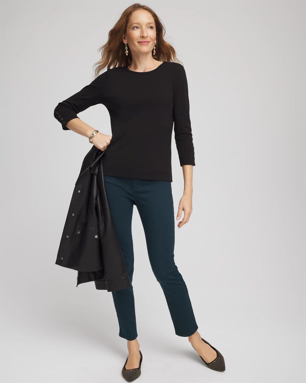 Pima Cotton Crewneck Button Tee