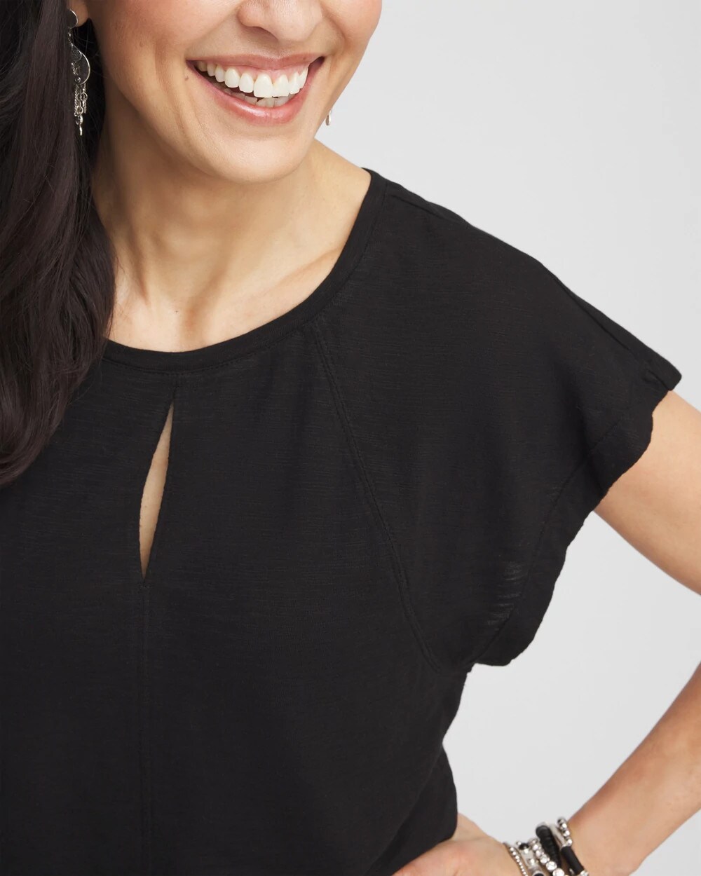 Slub Keyhole Neck Tee